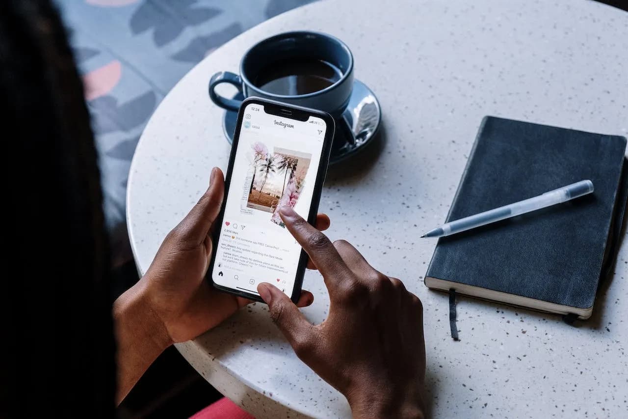 Woman browsing instagram